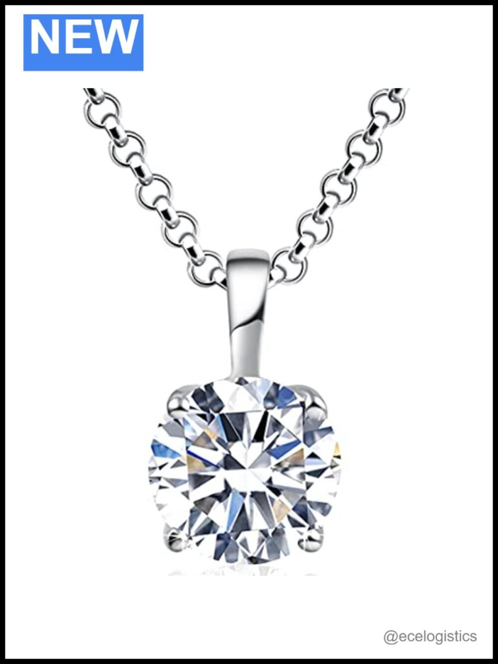 1ct Moissanite Solitaire Pendant Necklace 18K Gold Plated 925 Sterling Silver